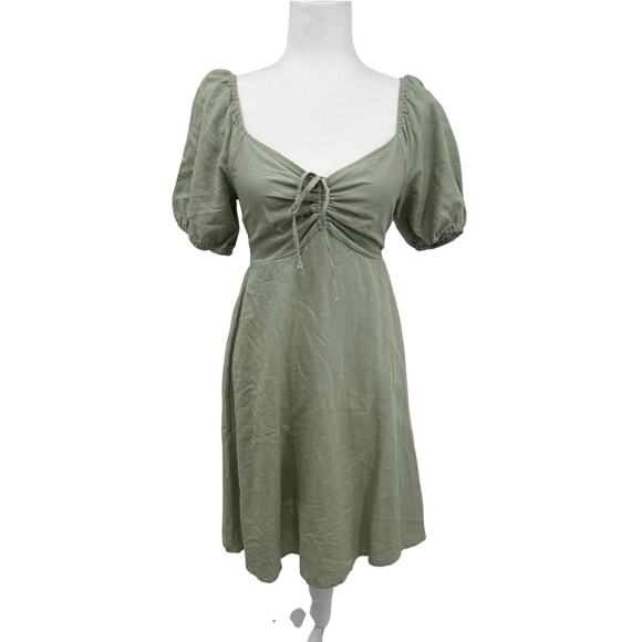 Japna Dresses & Skirts - NEW Japna Linen Blend Dress M Sage Green Milkmaid Coquette Peasant Renaissance